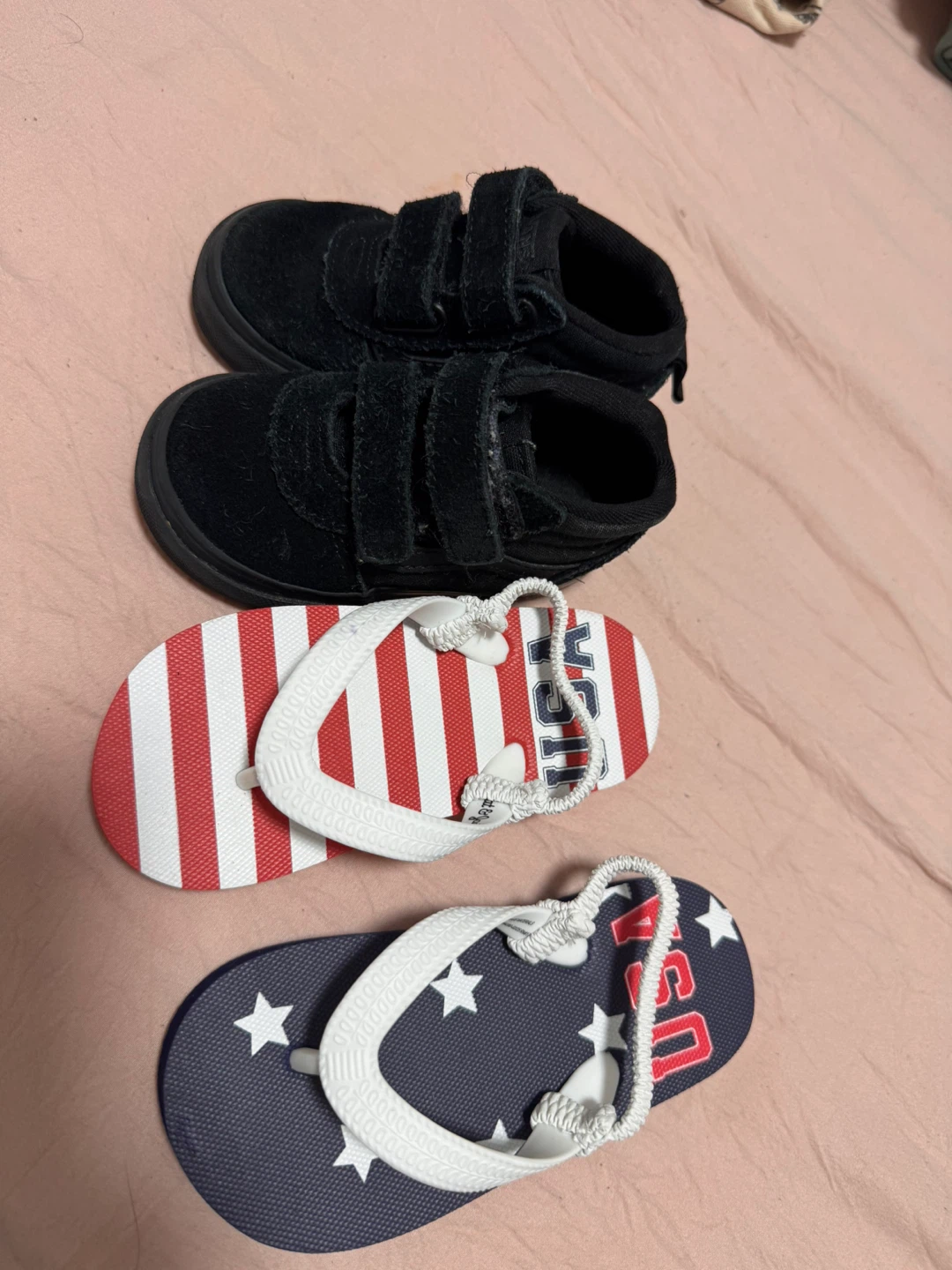 Black Velcro Shoes and USA Flip Flops - Toddler Size