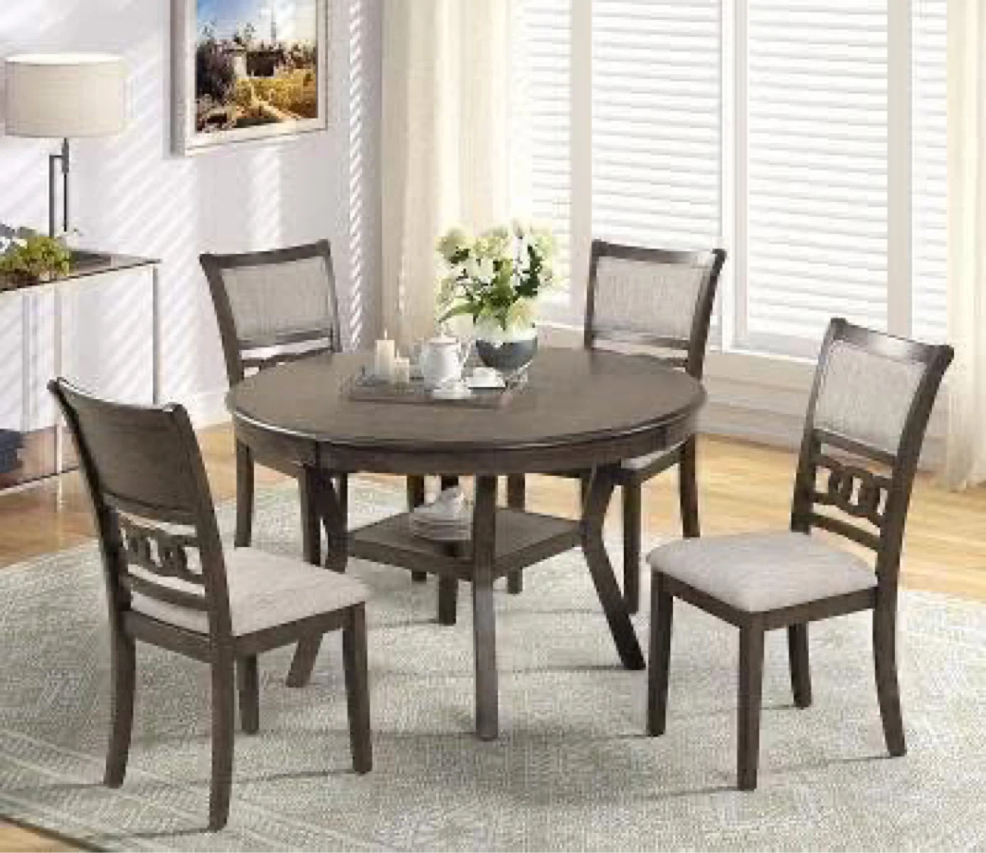 Round Dining Table Set with 4 Chairs