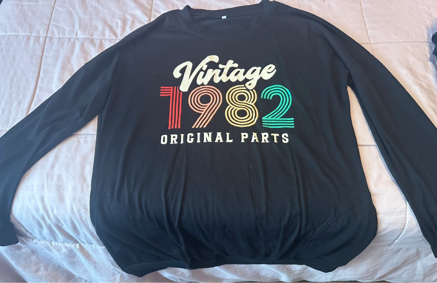 Black "Vintage 1982 Original Parts" Long Sleeve T-Shirt - photo 2