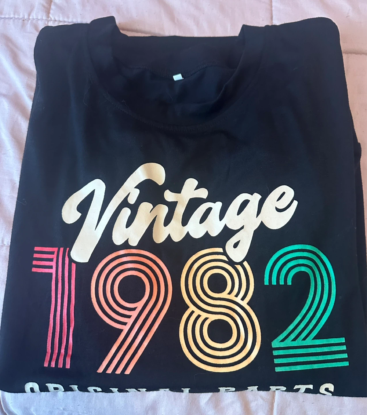 Black "Vintage 1982 Original Parts" Long Sleeve T-Shirt