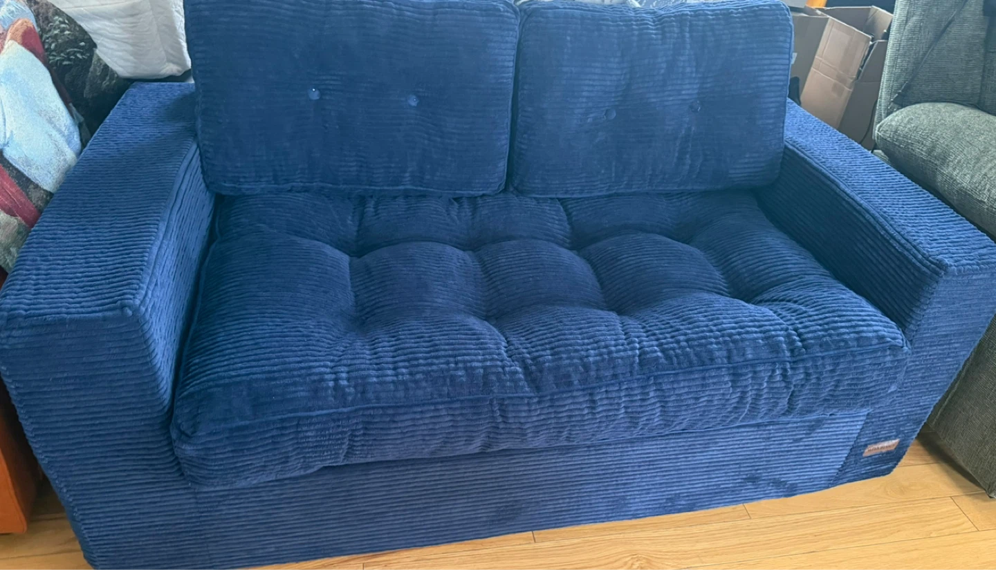 Navy Blue Corduroy Loveseat - photo 4