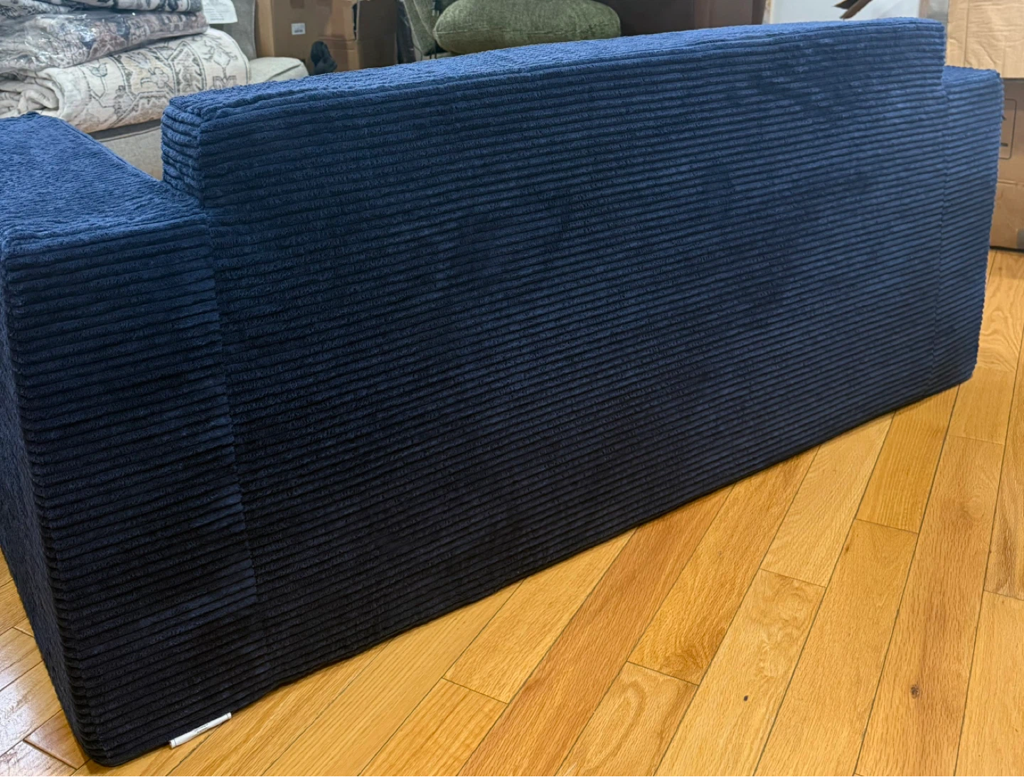 Navy Blue Corduroy Loveseat - photo 2