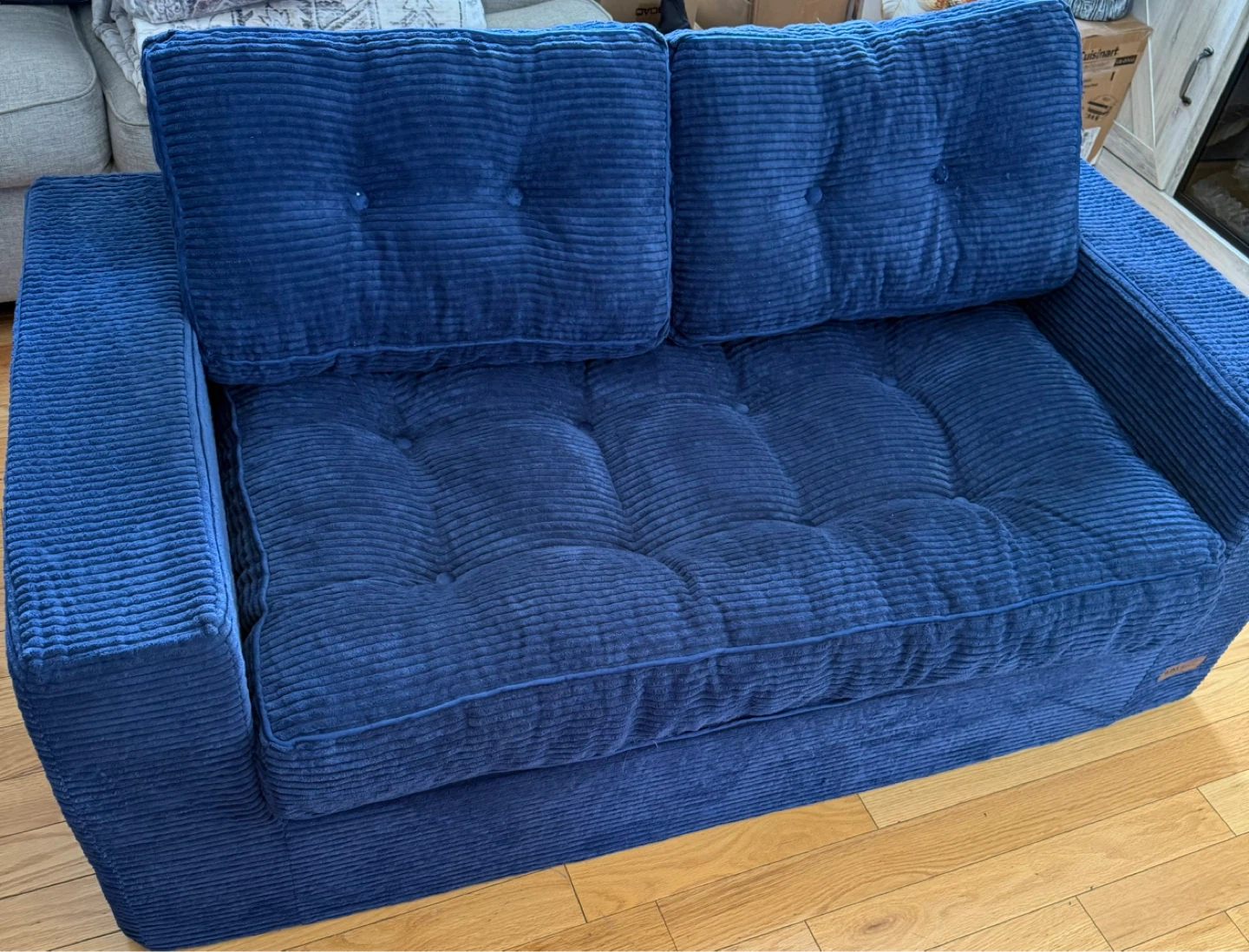 Navy Blue Corduroy Loveseat