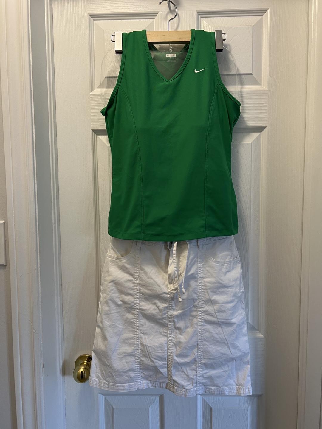 White skort with green top