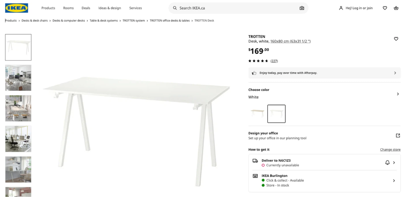 IKEA TROTTEN Desk - White 160x80cm - photo 5