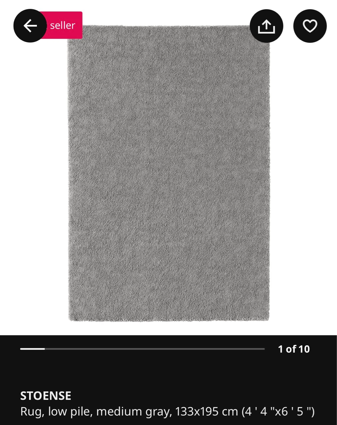 STOENSE Low Pile Rug - Medium Gray (133x195 cm) - photo 2