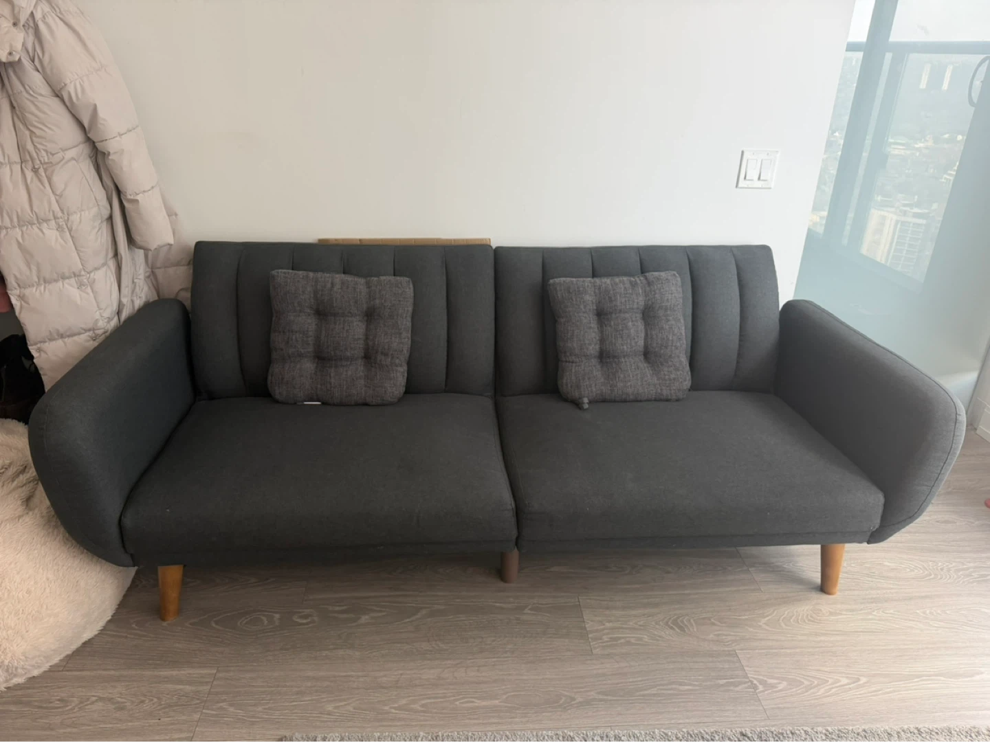 Dark Grey Futon Sofa (Pillows not included) - photo 2