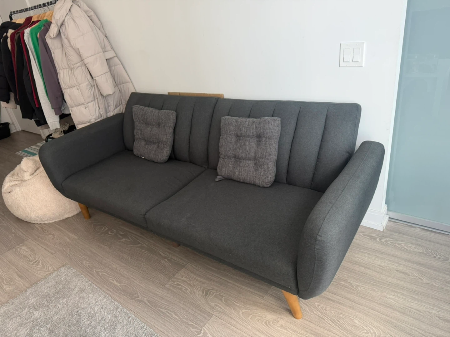 Dark Grey Futon Sofa (Pillows not included) - photo 3