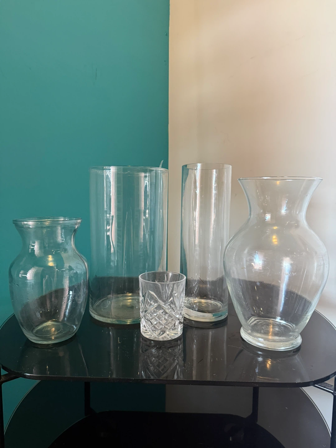 Set of 4 assorted glass vases