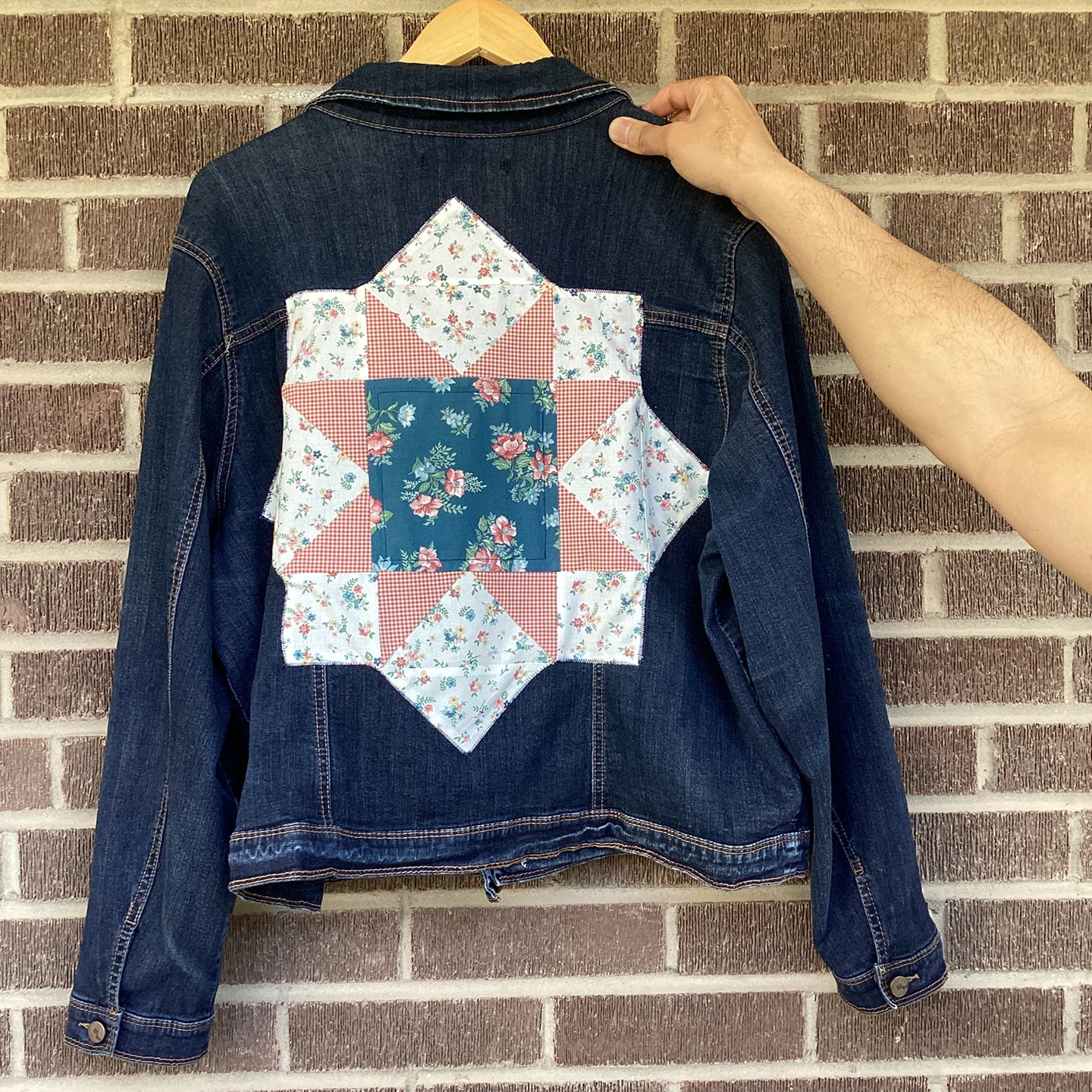 Upcycled Denim Jacket with Handmade Quilted Star