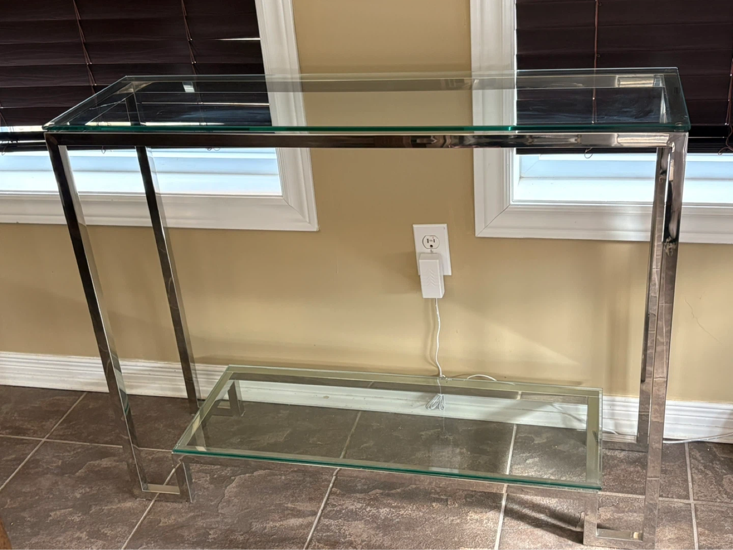 Glass and Chrome Console Table