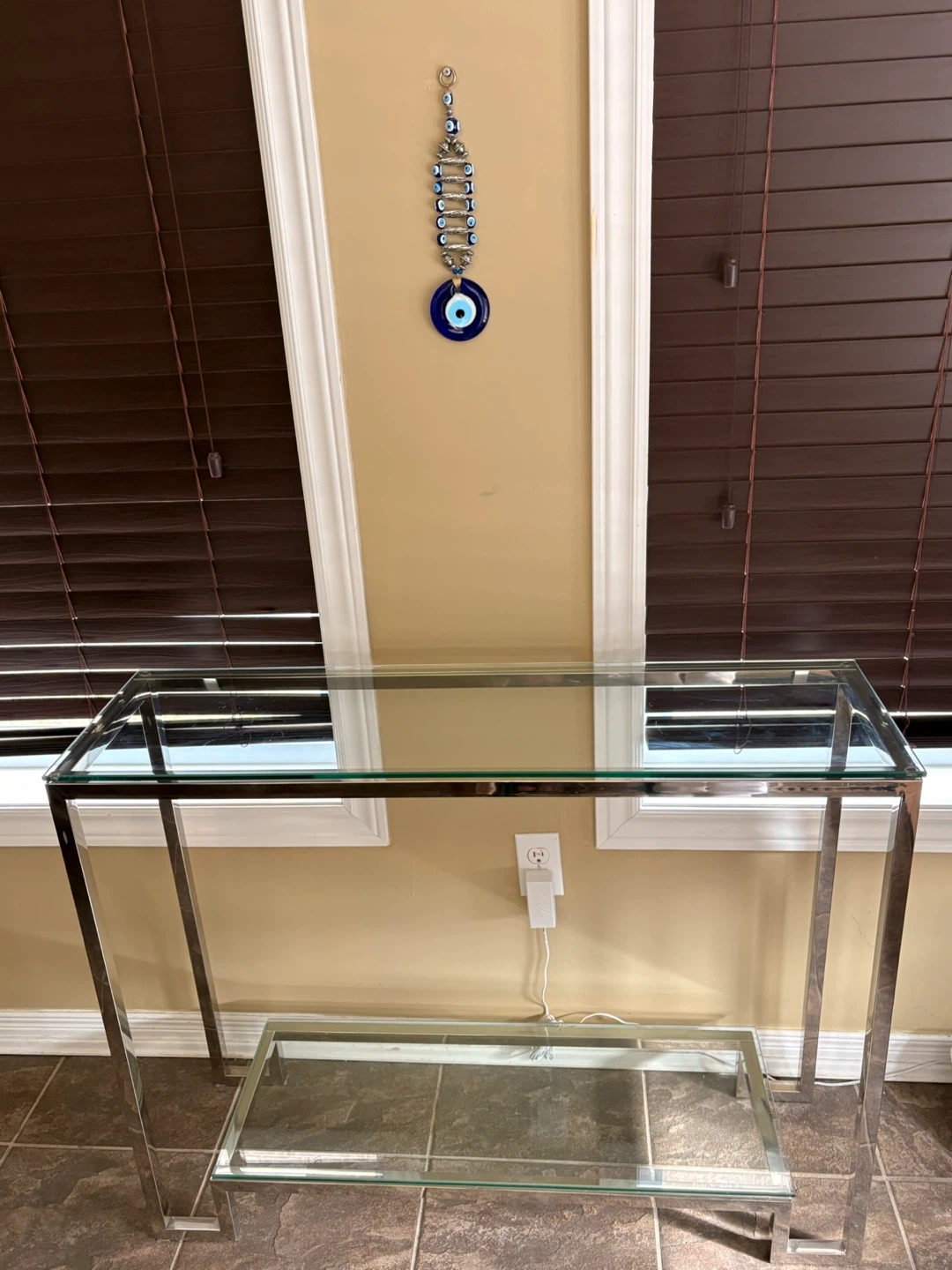 Glass and Chrome Console Table - photo 2