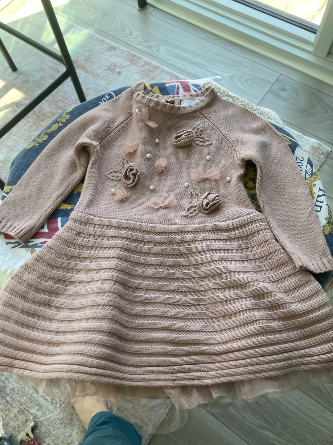 Tahari Baby Pink Knit Dress