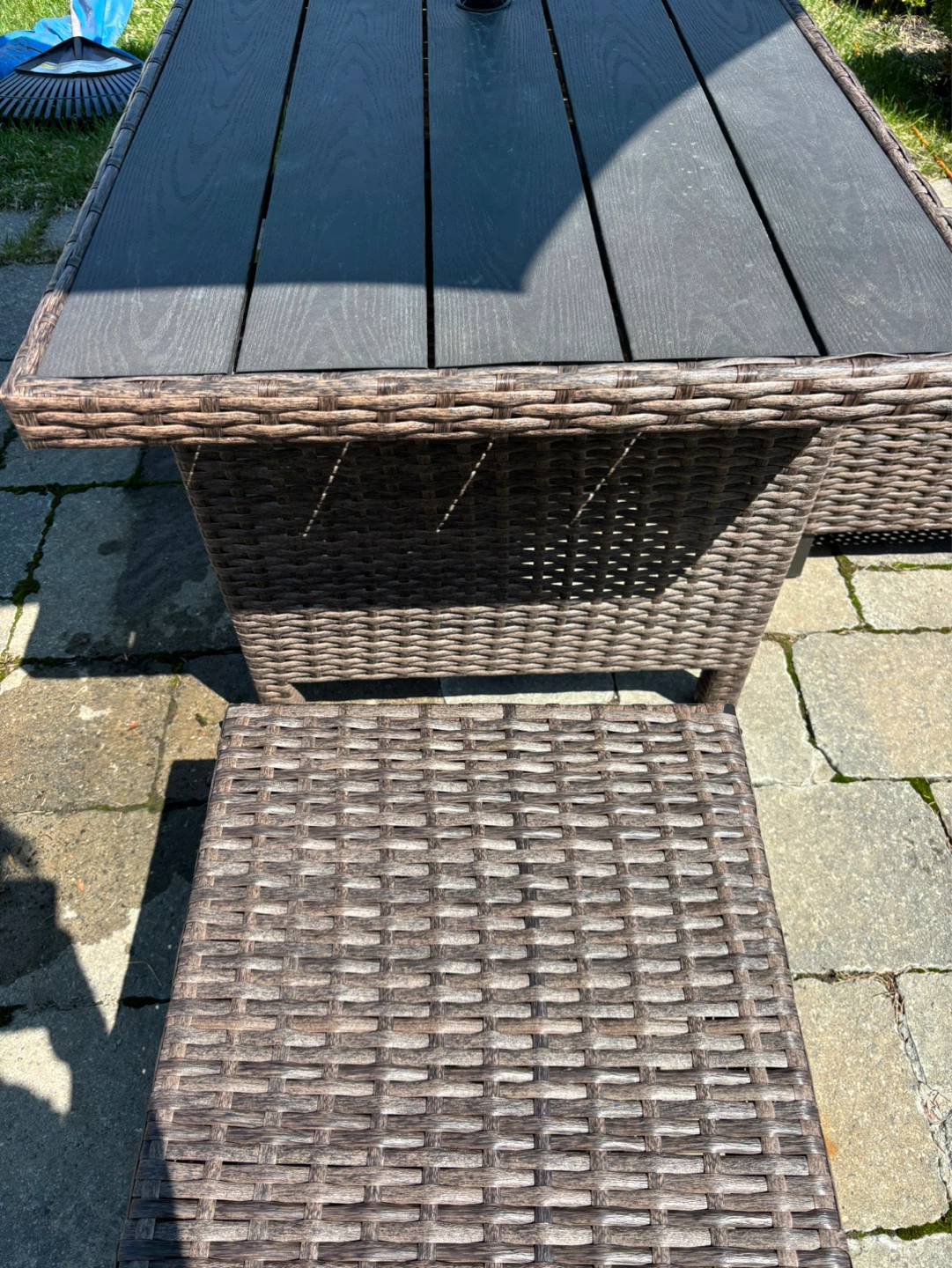Patio Table and Umbrella Set with 2 Ottomans - photo 4