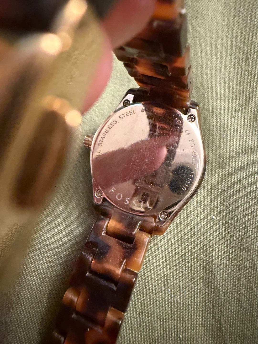 Fossil Tortoise Shell Watch with Crystal Bezel - photo 3