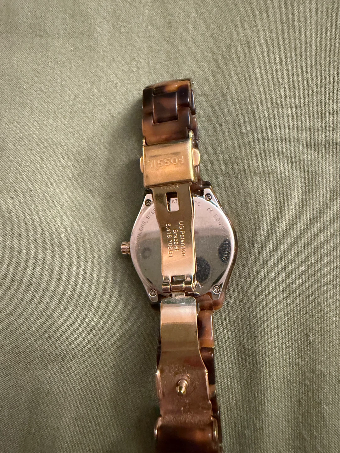 Fossil Tortoise Shell Watch with Crystal Bezel - photo 2