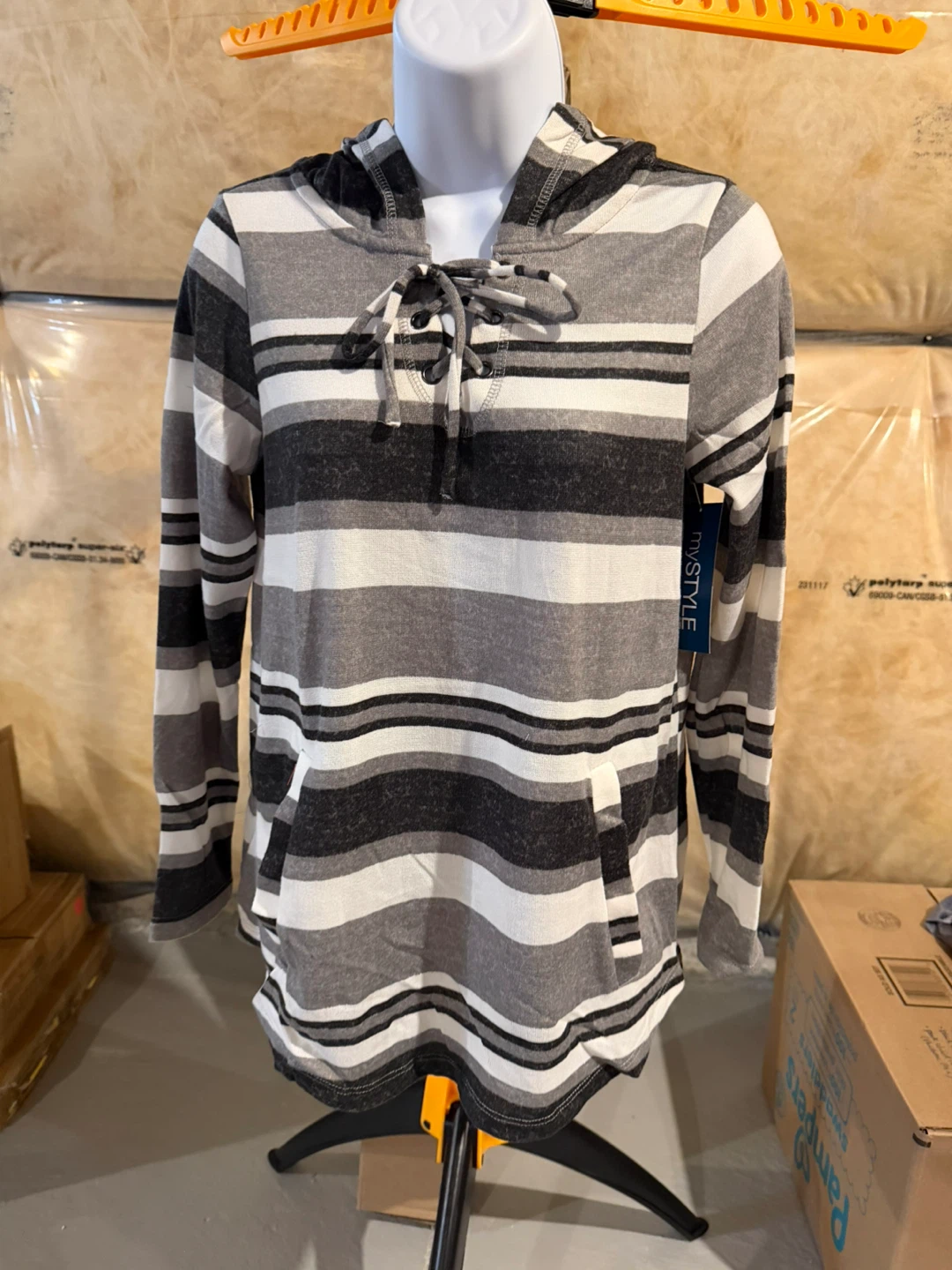 Women's Striped Hooded Tunic Tops - photo 5