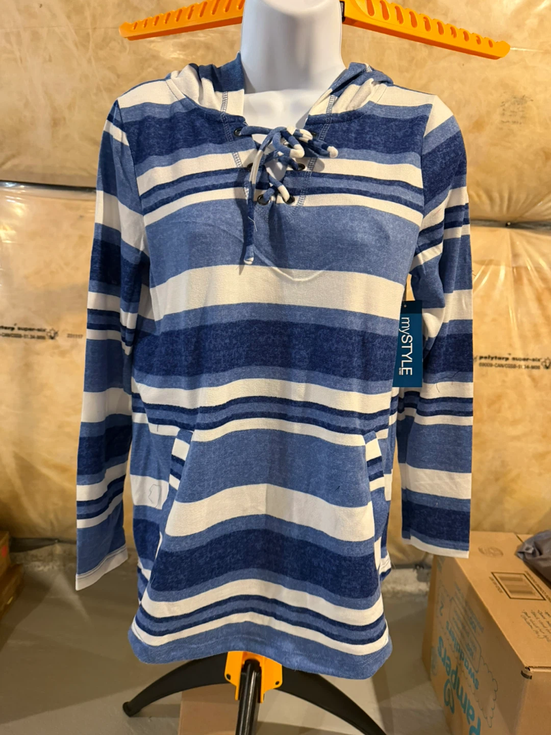 Women's Striped Hooded Tunic Tops - photo 3