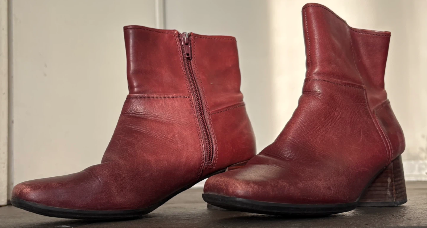 Nine West Red Leather Ankle Boots
