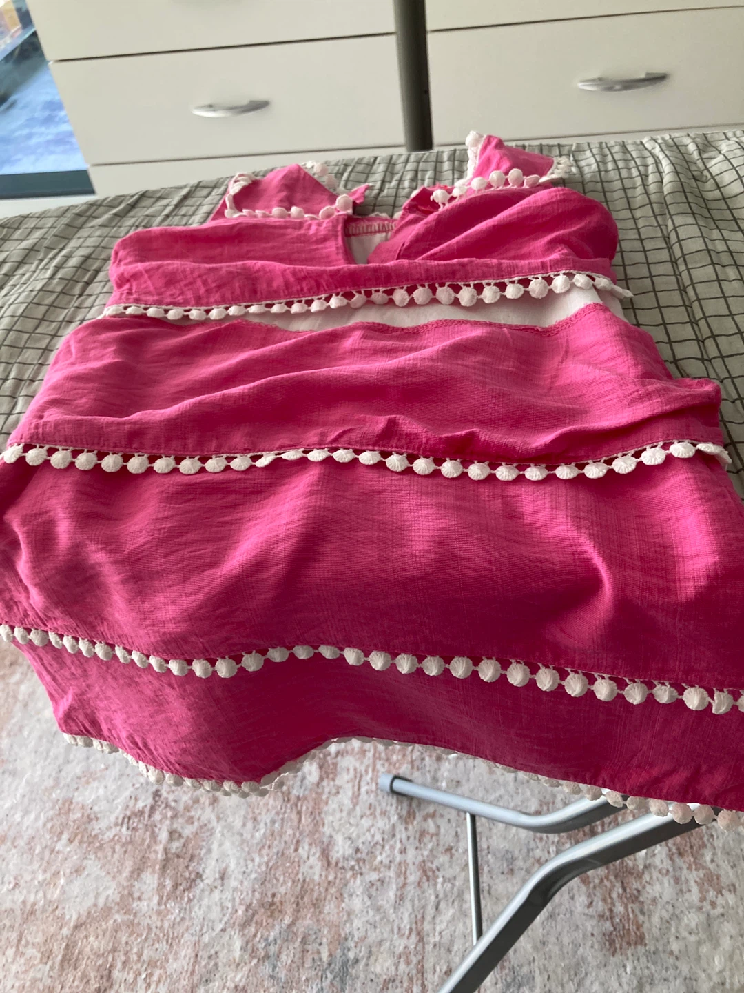 Alado Pink Tiered Dress with Pom-Pom Trim - Size 1 - photo 3