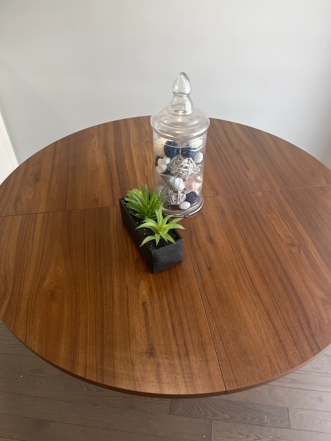 Round Wooden Dining Table with Black Metal Base - photo 5