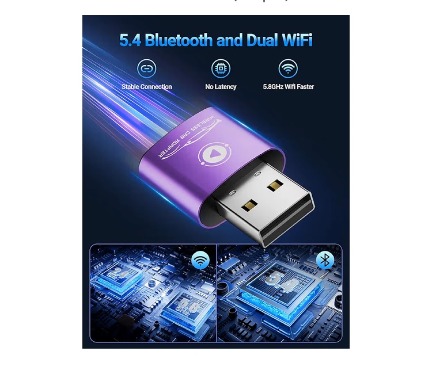 Vnylrgle Wireless CarPlay Adapter for Apple iPhone (Purple) - photo 3
