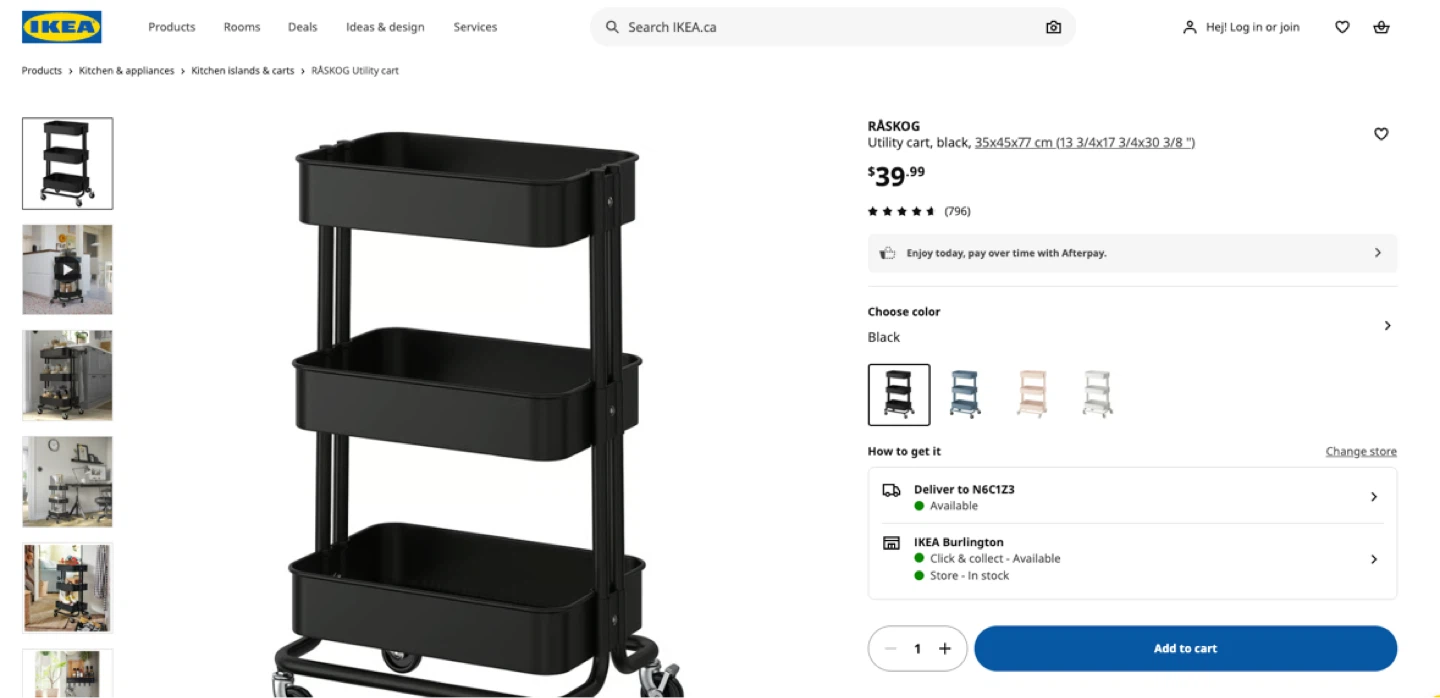 IKEA RASKOG 3-Tier Utility Cart - Black - photo 5
