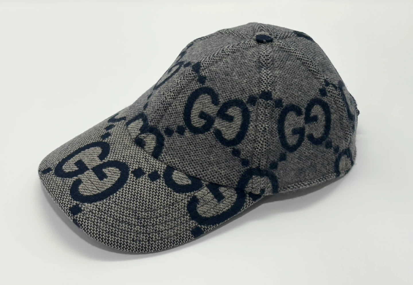 Gucci Baseball Cap Hat Kids GG Monogram Jumbo Wool Canvas