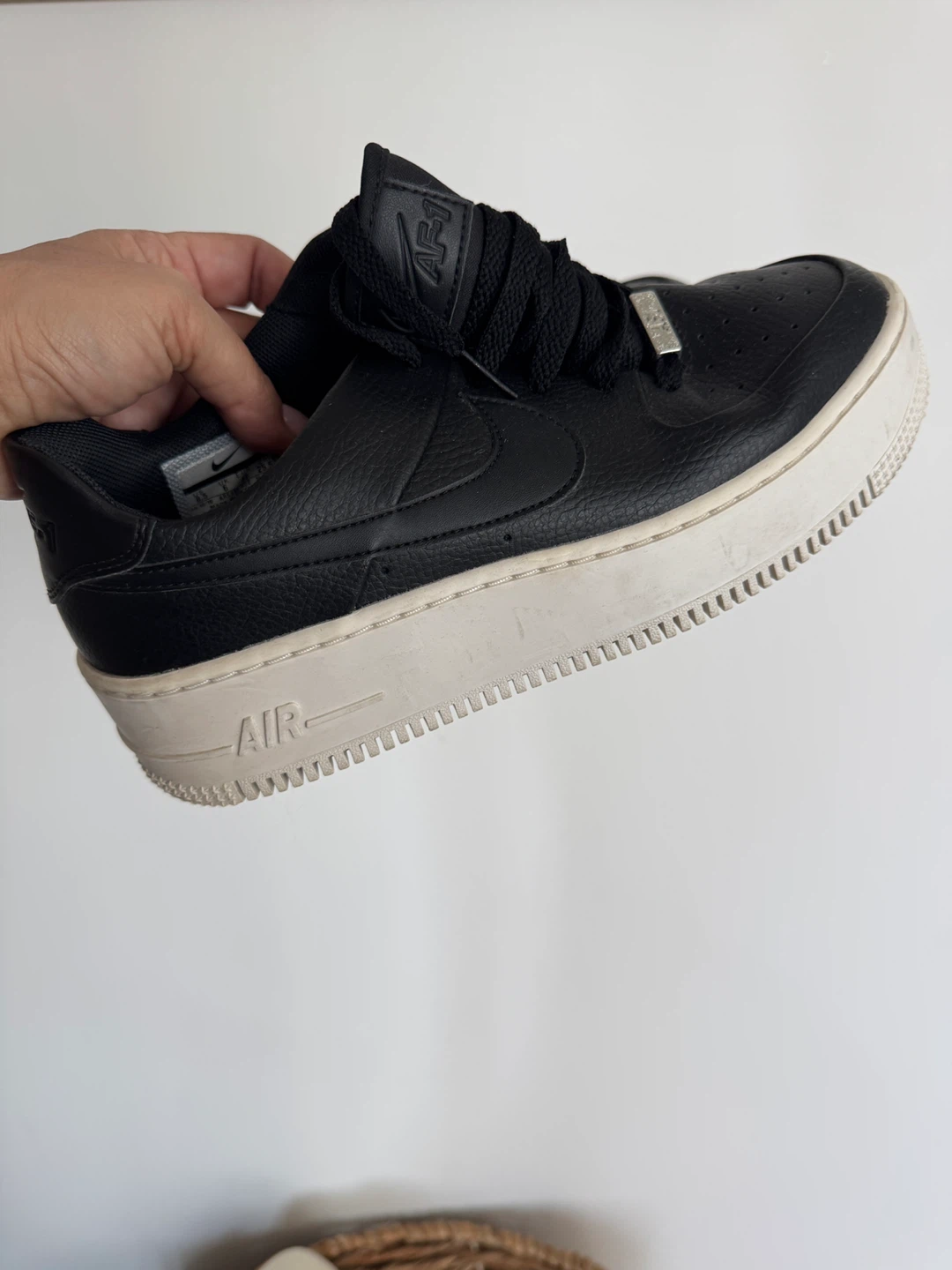 Nike Air Force 1 Sage Low Black Leather Sneakers