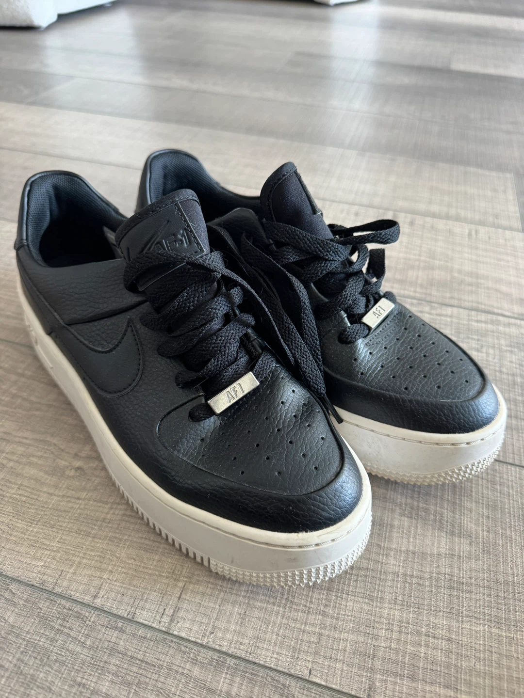 Nike Air Force 1 Sage Low Black Leather Sneakers - photo 2