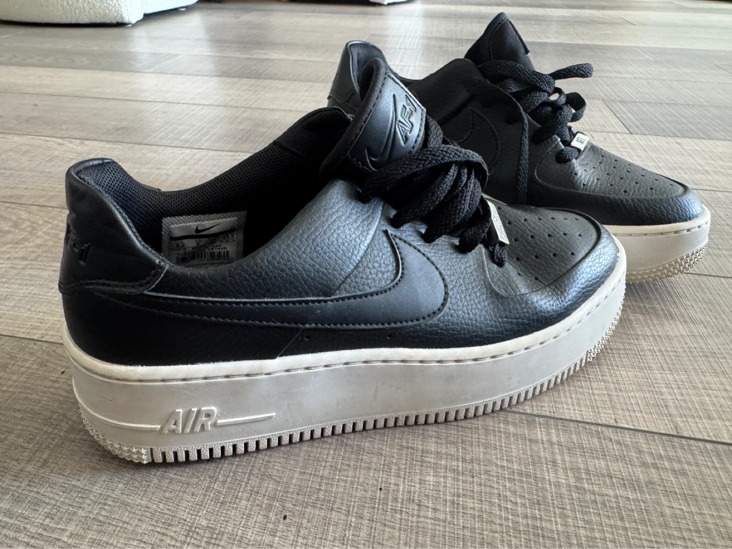 Nike Air Force 1 Sage Low Black Leather Sneakers - photo 3