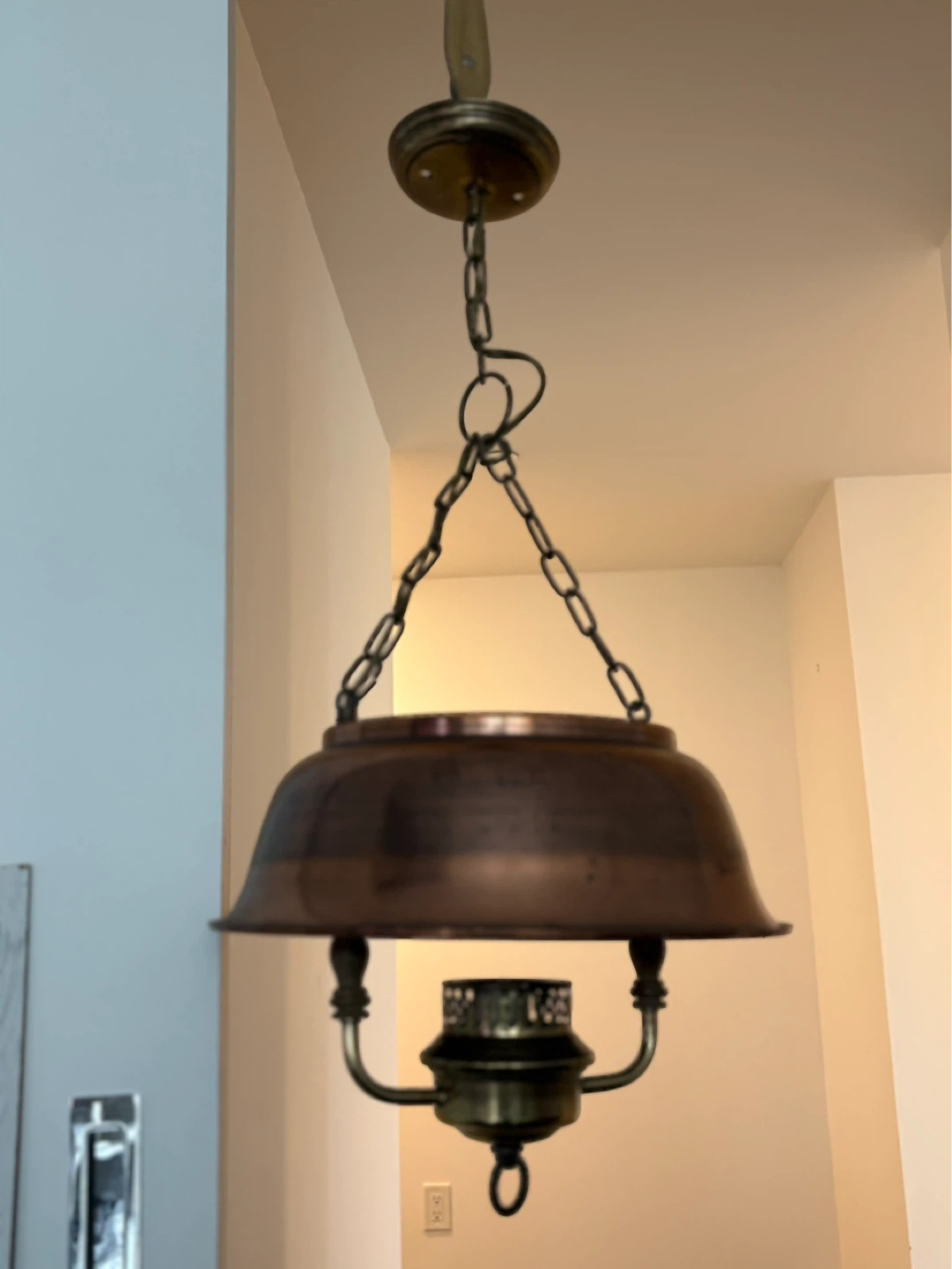 Vintage Copper Hanging Electric  Fixture - photo 4