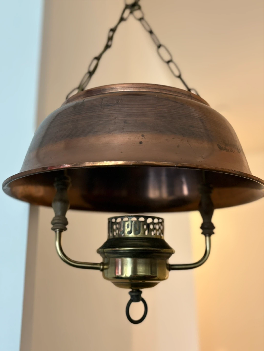 Vintage Copper Hanging Electric  Fixture