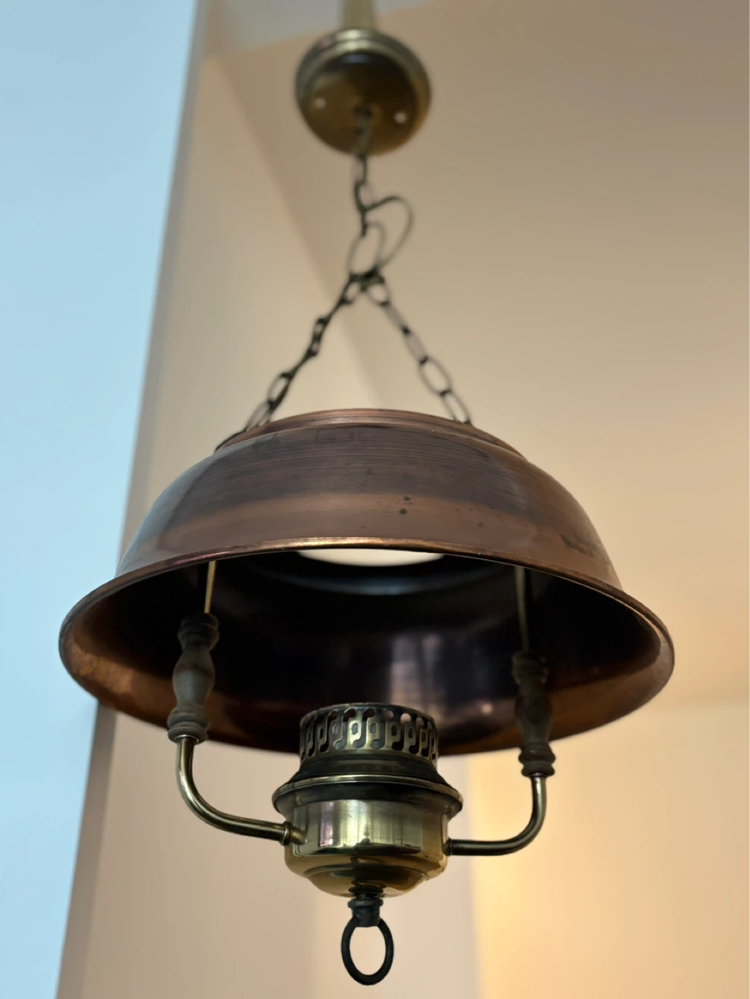 Vintage Copper Hanging Electric  Fixture - photo 3
