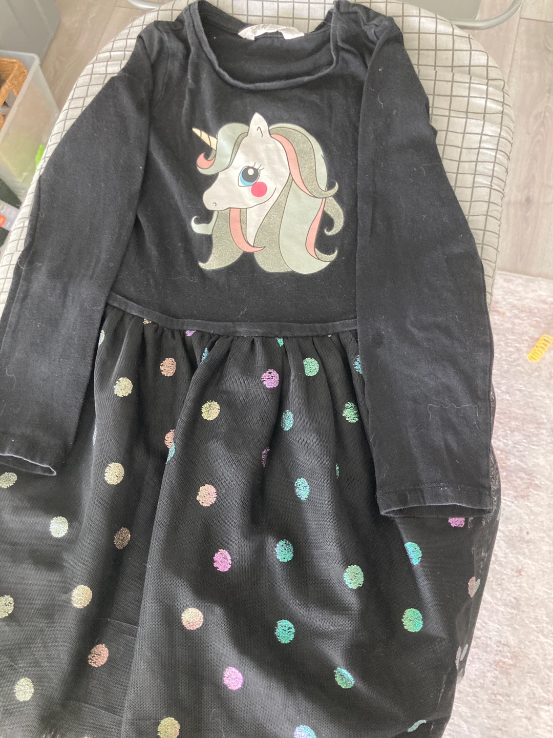 H&M Unicorn & Polka Dot Dress - Size 5-6 Years