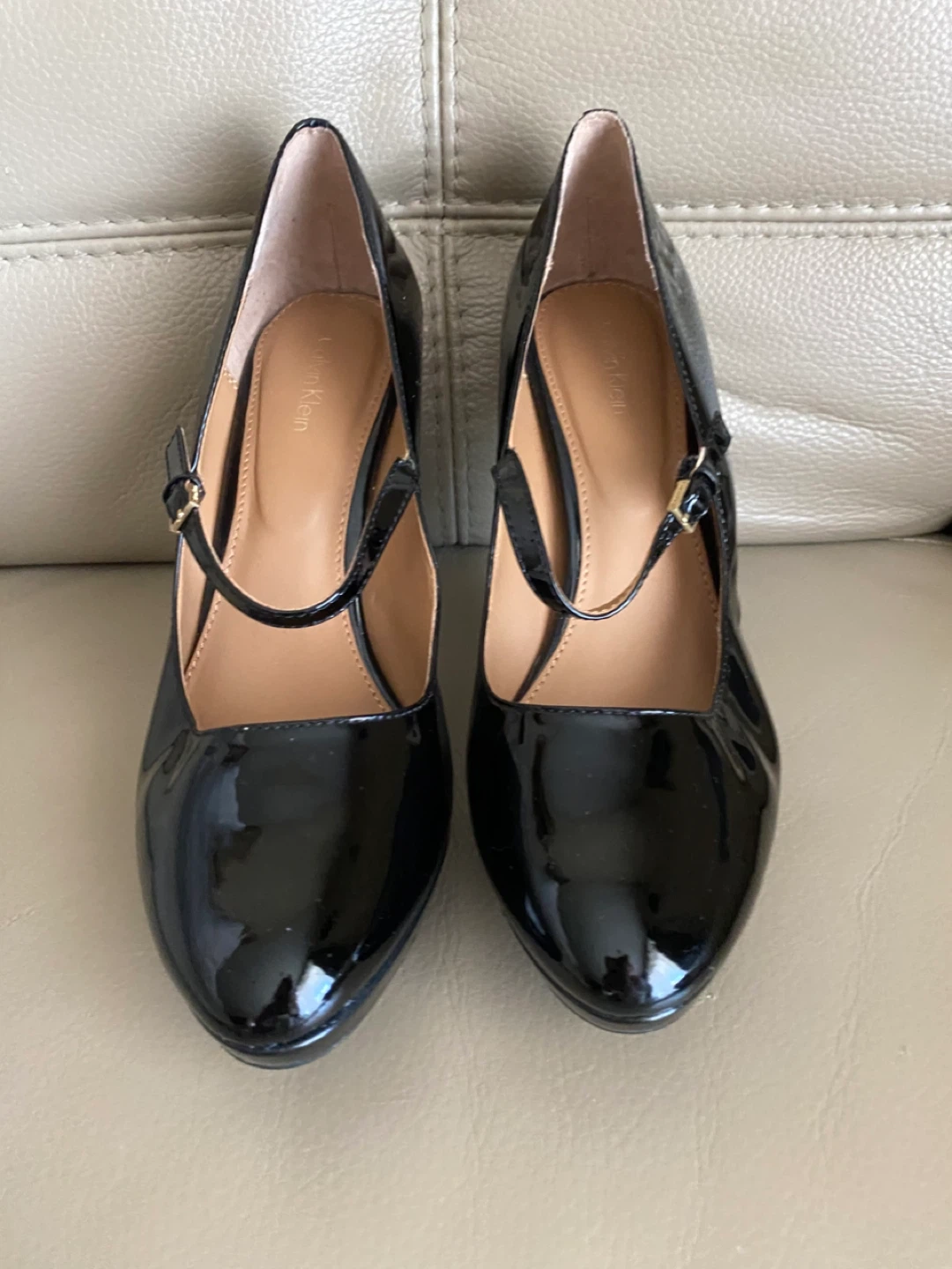 Calvin Klein Black Patent Mary Jane Heels