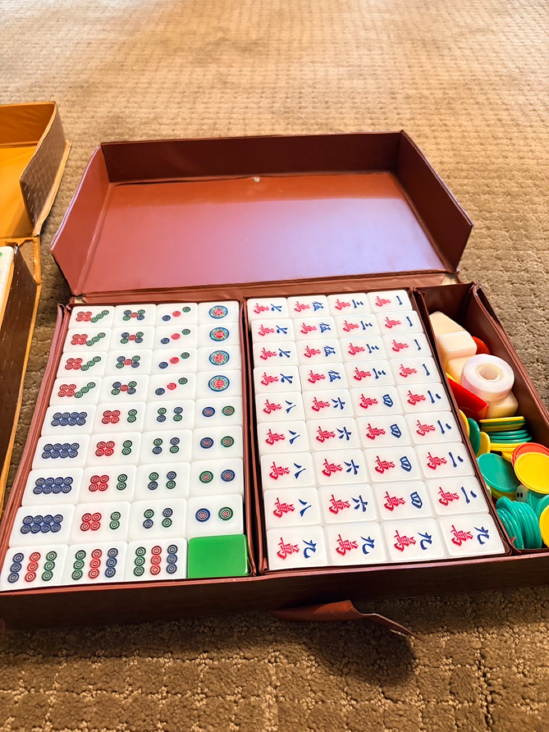 Used Mahjong Set with Case and Accessories