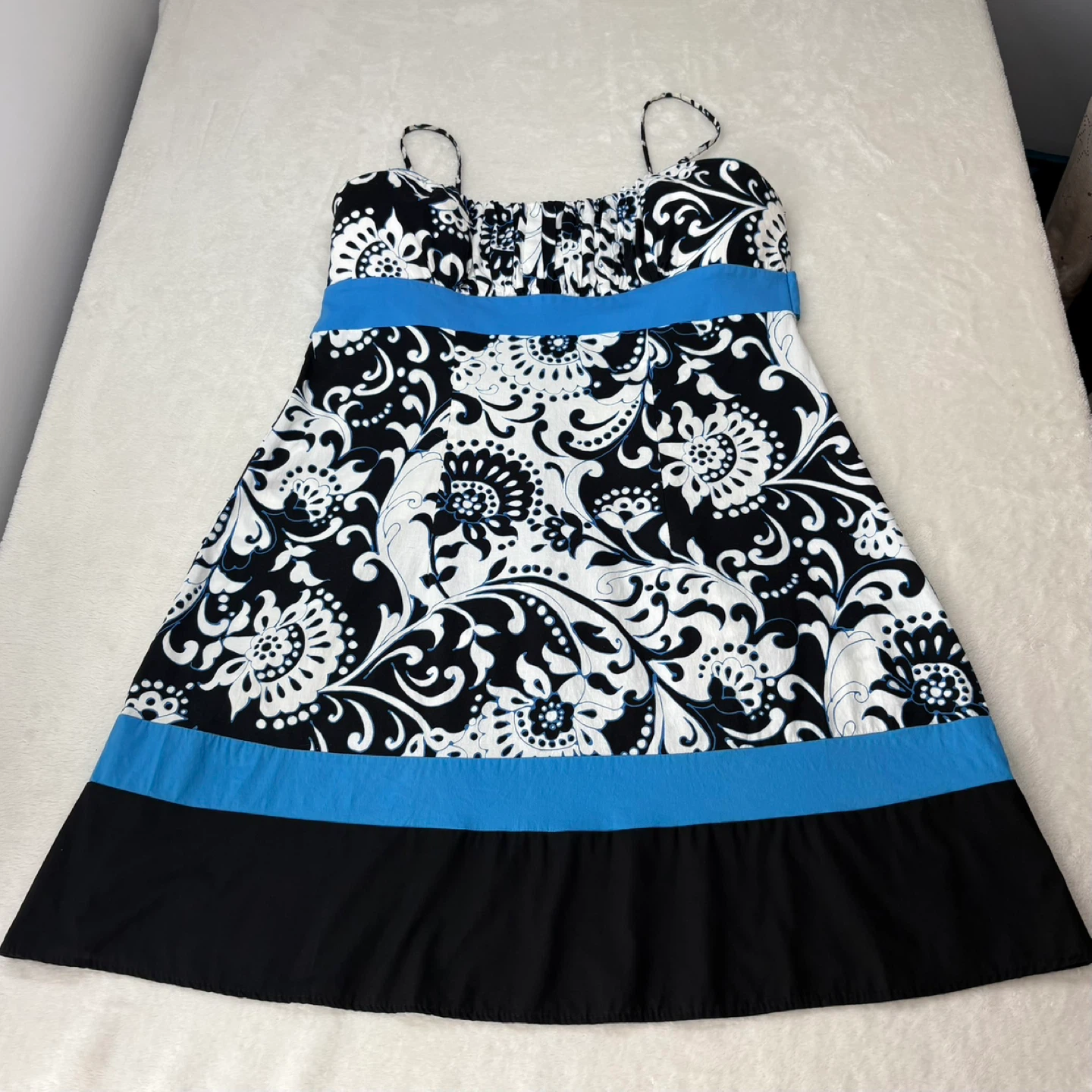 Vintage Jessica Y2K Black White Floral Sundress 16 Petite Cotton - photo 2