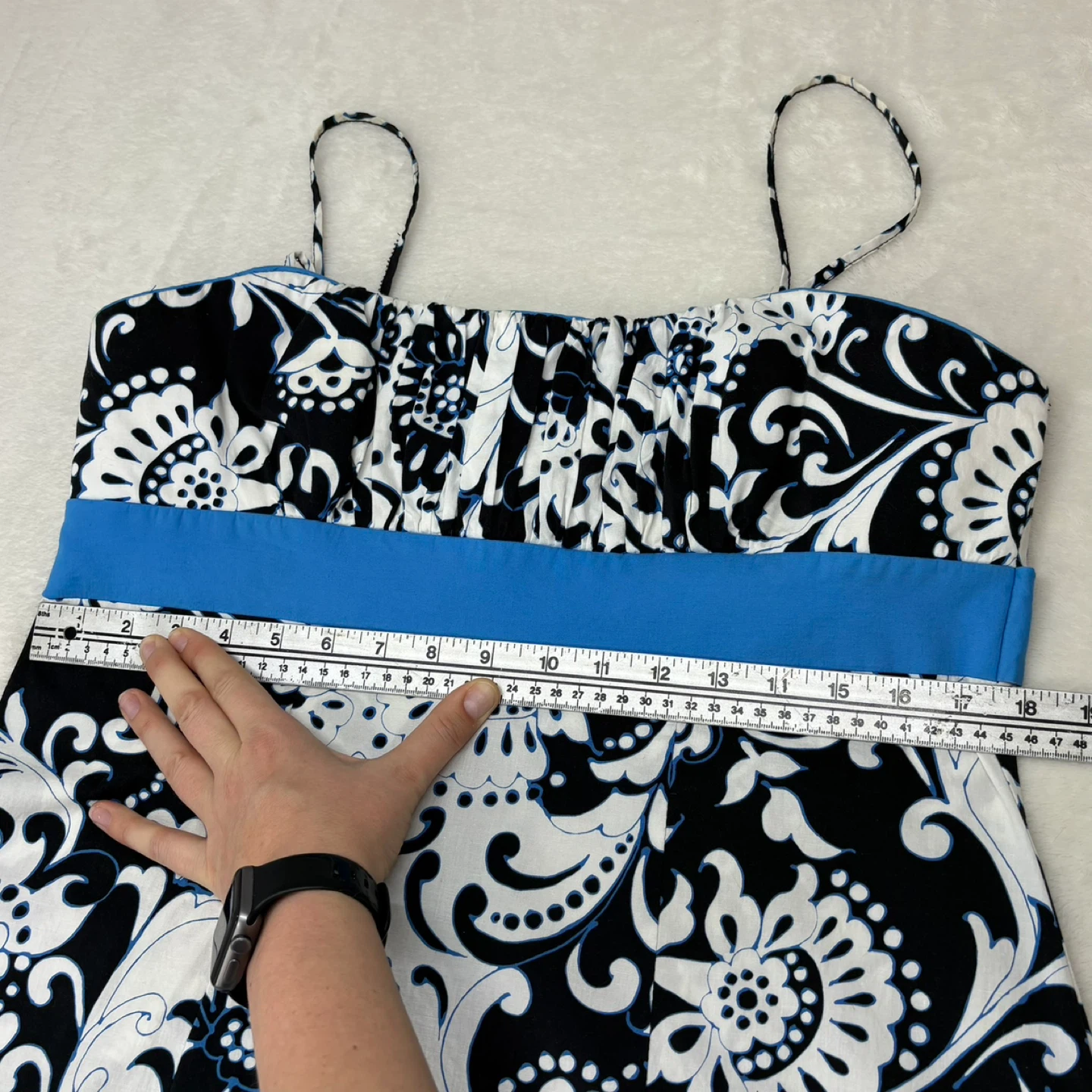 Vintage Jessica Y2K Black White Floral Sundress 16 Petite Cotton - photo 4