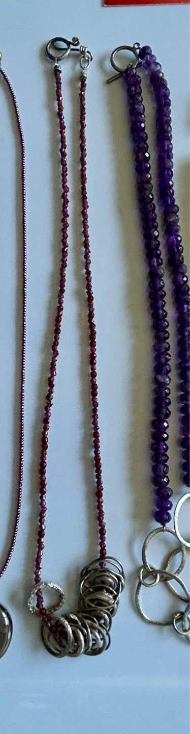🌱Garnet Beaded Necklace with silver rings