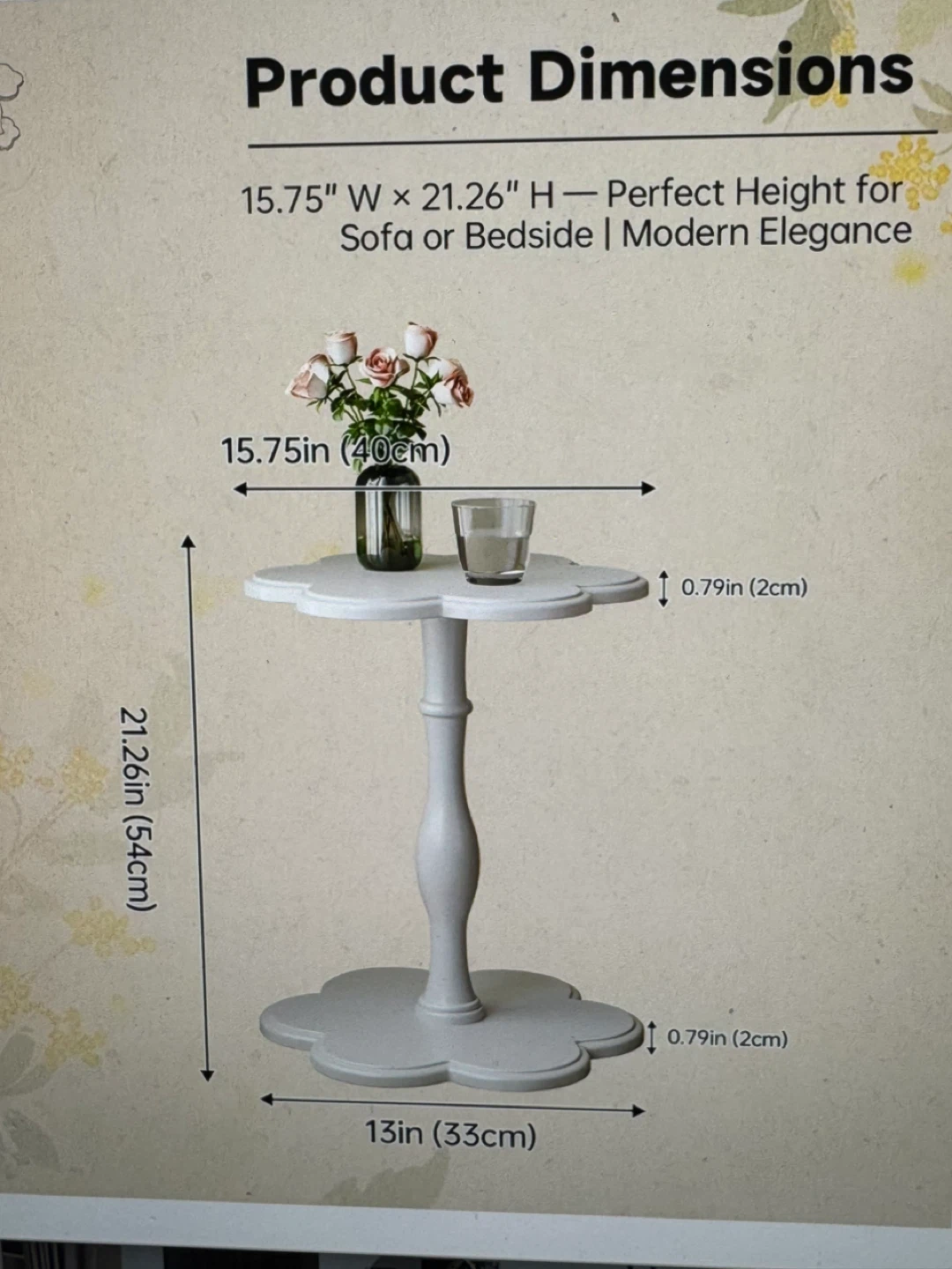 End Table Side Table 15.75" W x 21.26" H