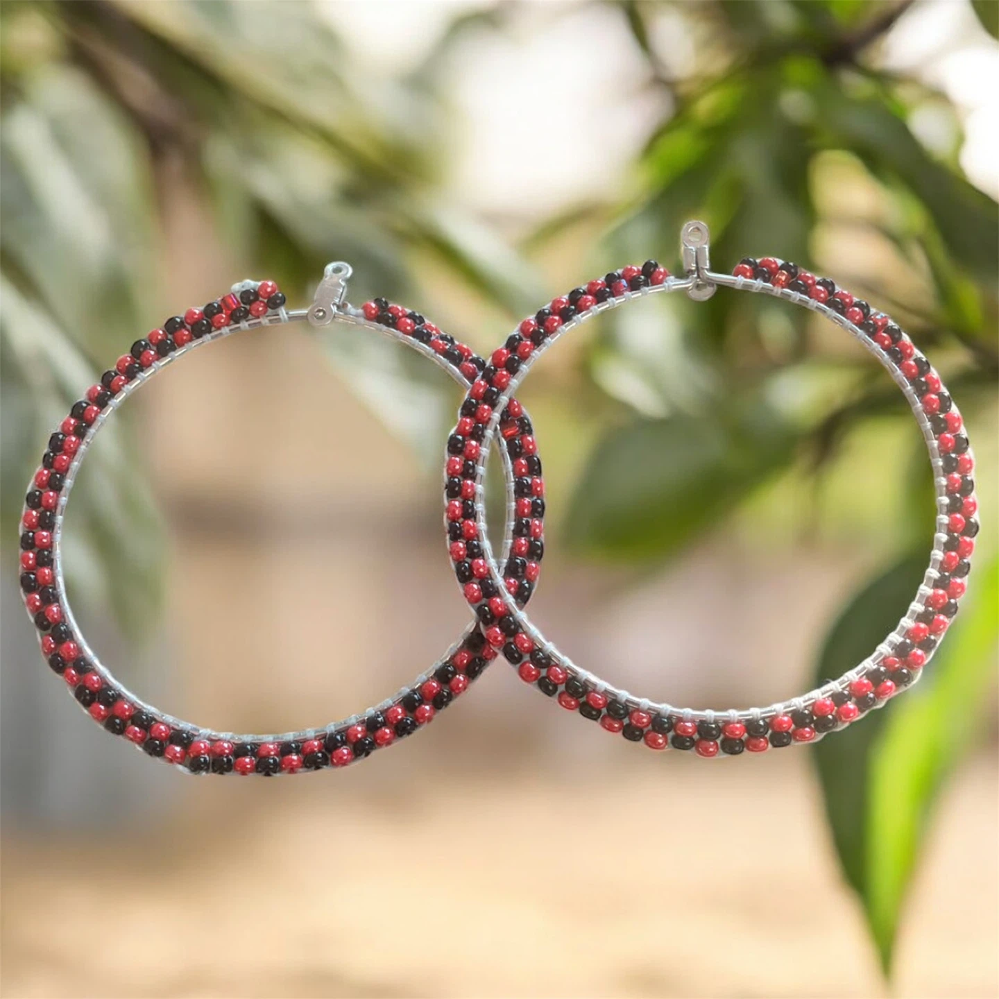 Handmade Beaded Hoop Earrings