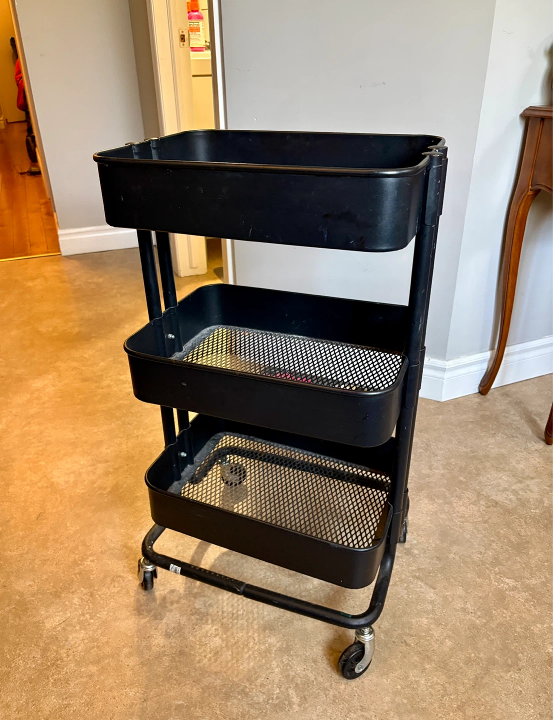 Ikea Black 3-Tier Storage Cart 🌱