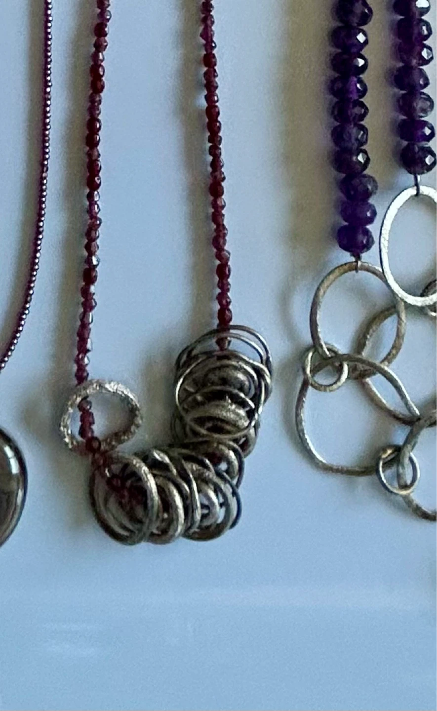 🌱Garnet Beaded Necklace with silver rings - photo 2