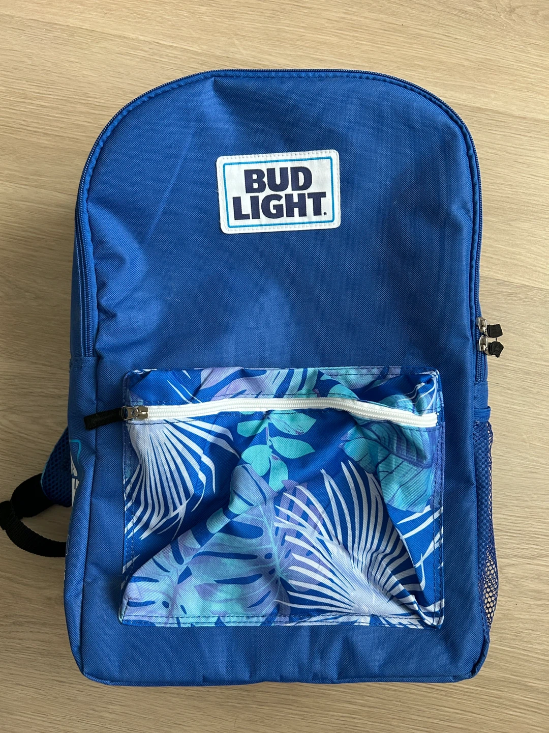 Bud Light Blue Tropical Print Backpack