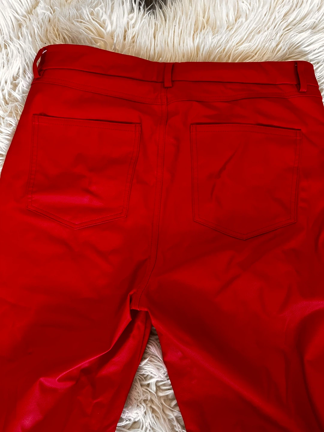 Shoedazzle Red Faux Leather Lace-Up Pants - photo 4