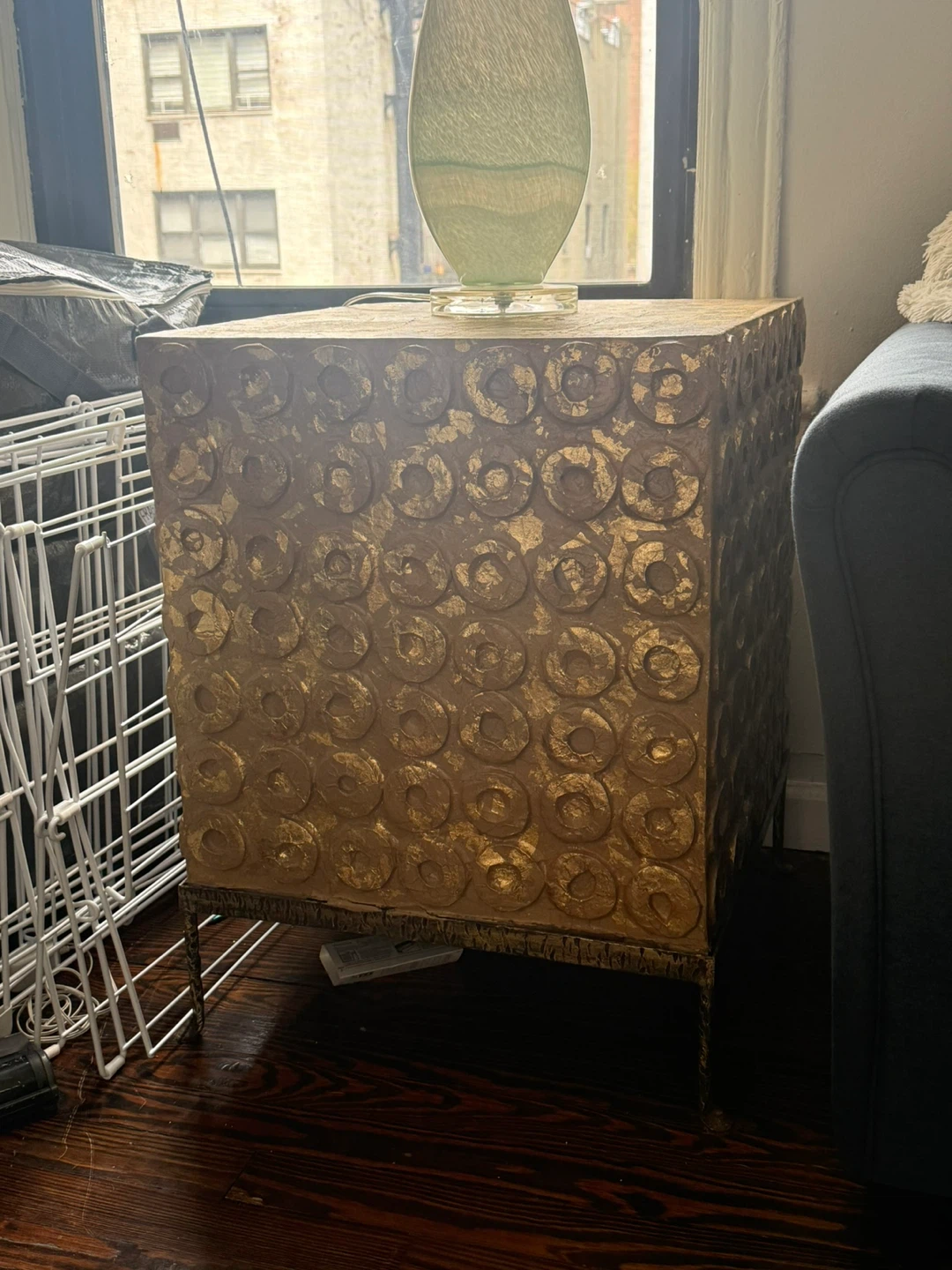 Gold Textured Accent Side Table