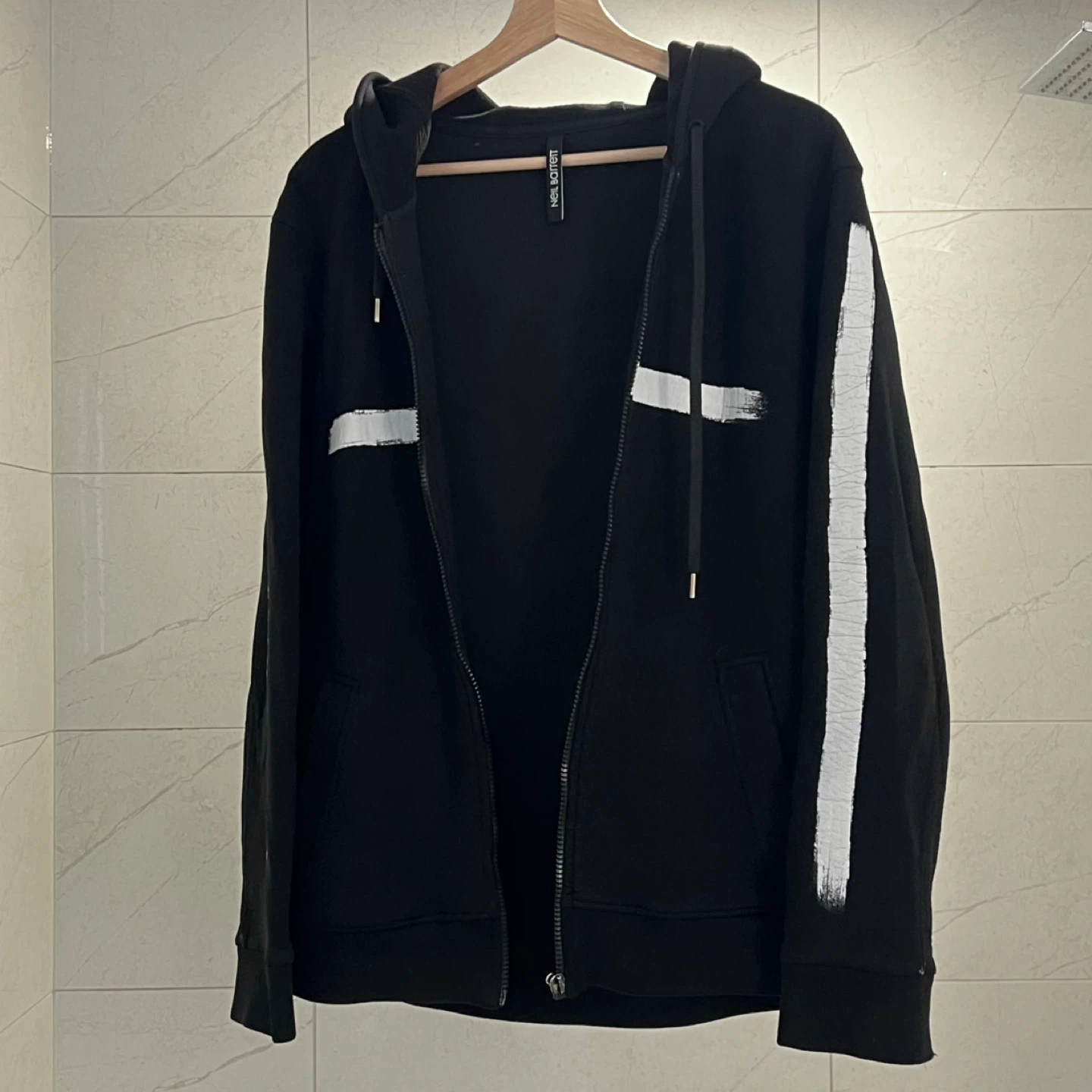 (Retail $1020)Neil Barrett Black Zip-Up Hoodie Size M - photo 2