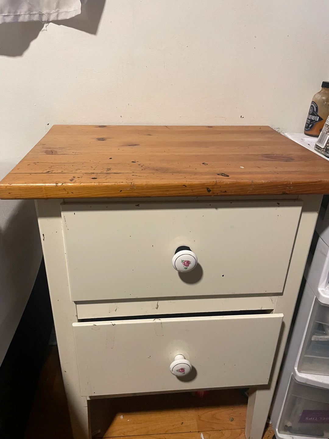 Wooden Nightstand with Two Drawers