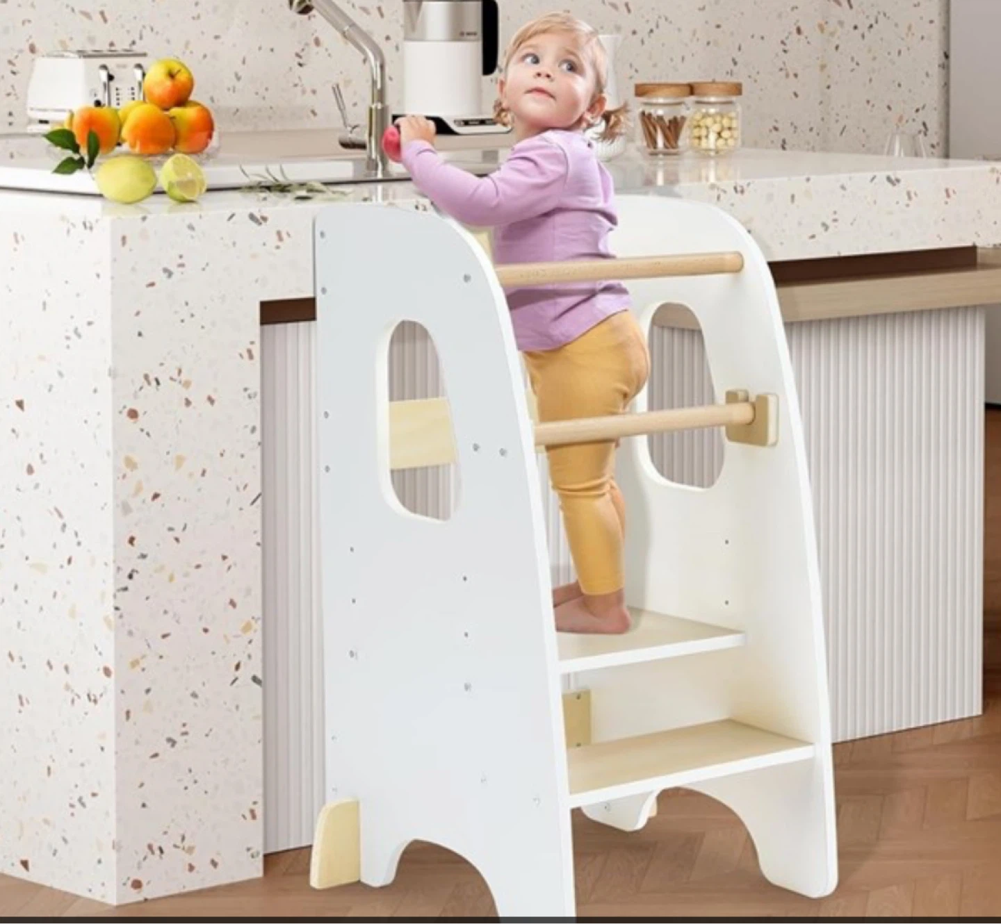 White Wooden Kitchen Helper Tower